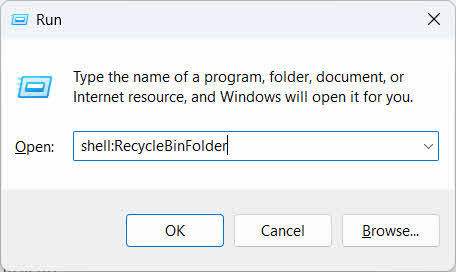 Open Recycle Bin from Win + R